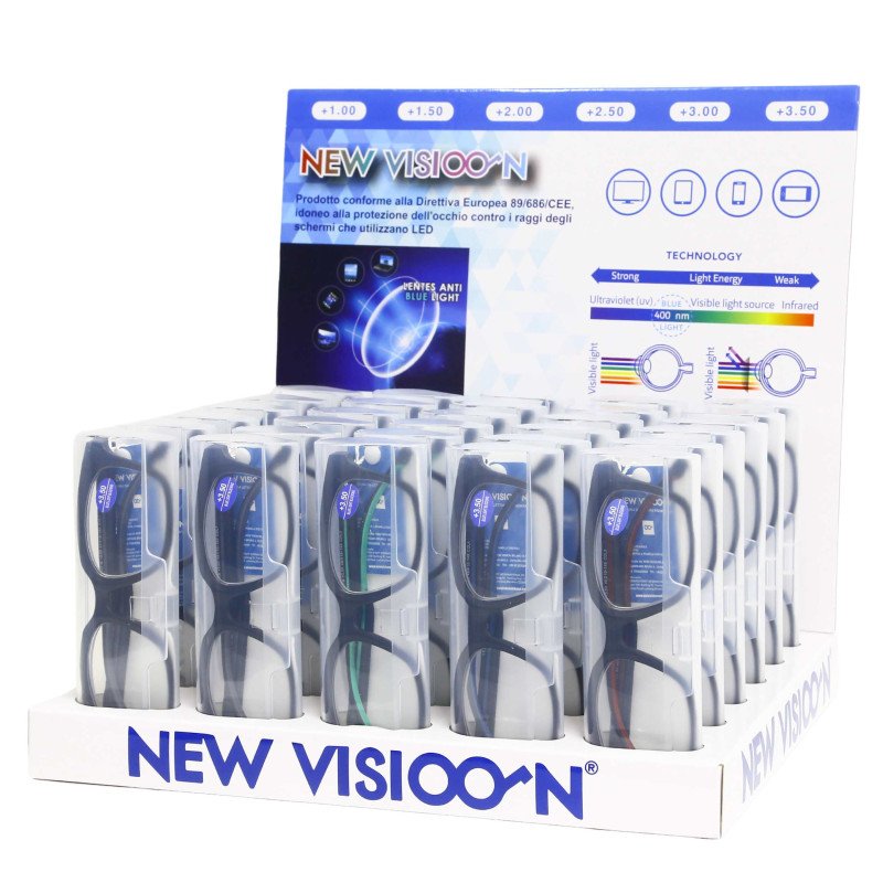 Espositore da Banco per occhiali da lettura - Anti luce blu - ESP1001-B - 30pezzi Espositore da Banco per occhiali da lettura - Anti luce blu - ESP1001-B - 30pezzi