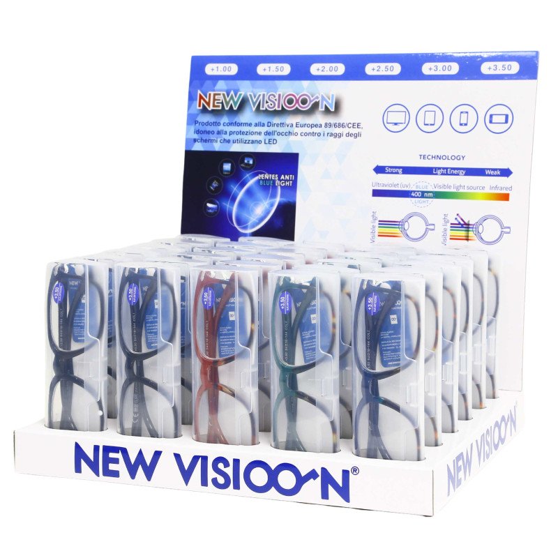 Espositore da Banco per occhiali da lettura - Anti luce blu - ESP2383-B - 30pezzi Espositore da Banco per occhiali da lettura - Anti luce blu - ESP2383-B - 30pezzi