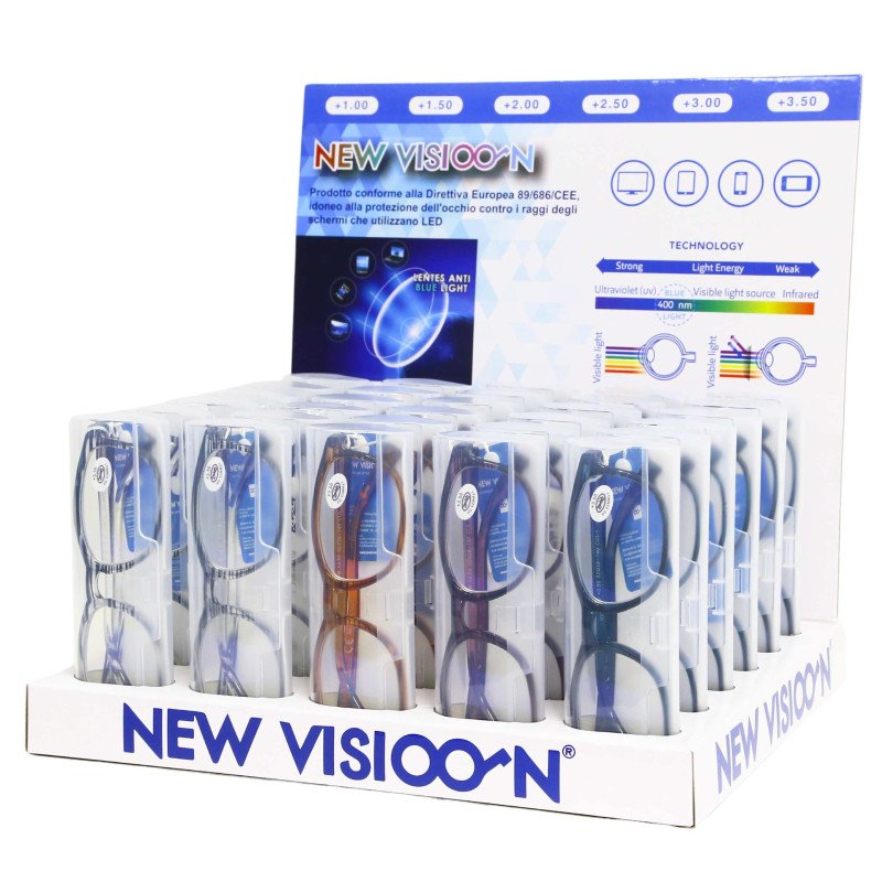 Espositore da Banco per occhiali da lettura - Anti luce blu - ESP6206-B - 30pezzi Espositore da Banco per occhiali da lettura - Anti luce blu - ESP6206-B - 30pezzi