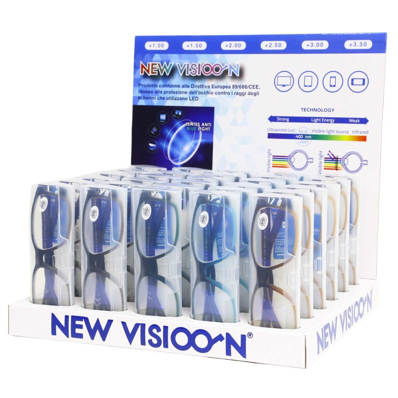 Espositore da Banco per occhiali da lettura - Anti luce blu - ESP6343-B - 30pezzi Espositore da Banco per occhiali da lettura - Anti luce blu - ESP6343-B - 30pezzi