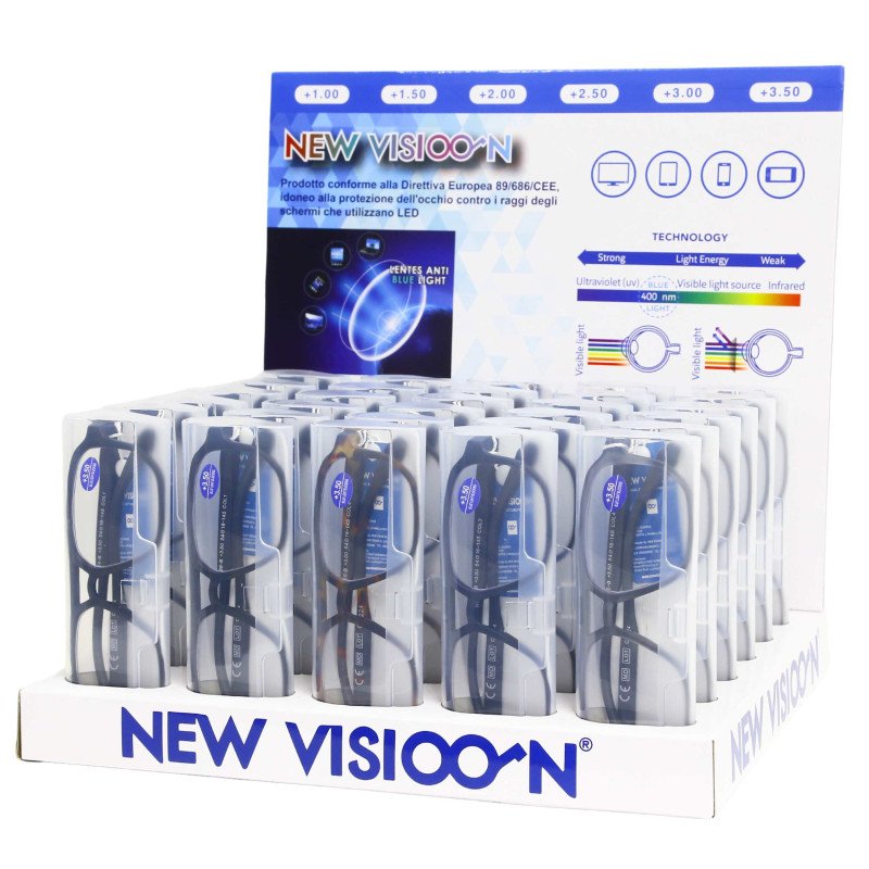 Espositore da Banco per occhiali da lettura - Anti luce blu - ESP6756-B - 30pezzi Espositore da Banco per occhiali da lettura - Anti luce blu - ESP6756-B - 30pezzi