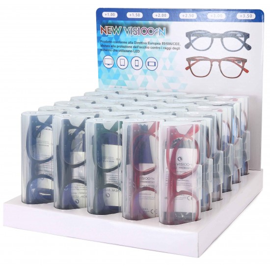 Espositore da Banco per occhiali da lettura - Anti luce blu - NV1140-B - 30pezzi