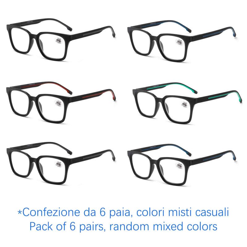 Occhiali da lettura premontati - Anti Luce Blu - NV1001-B - Confezione da 6 Paia