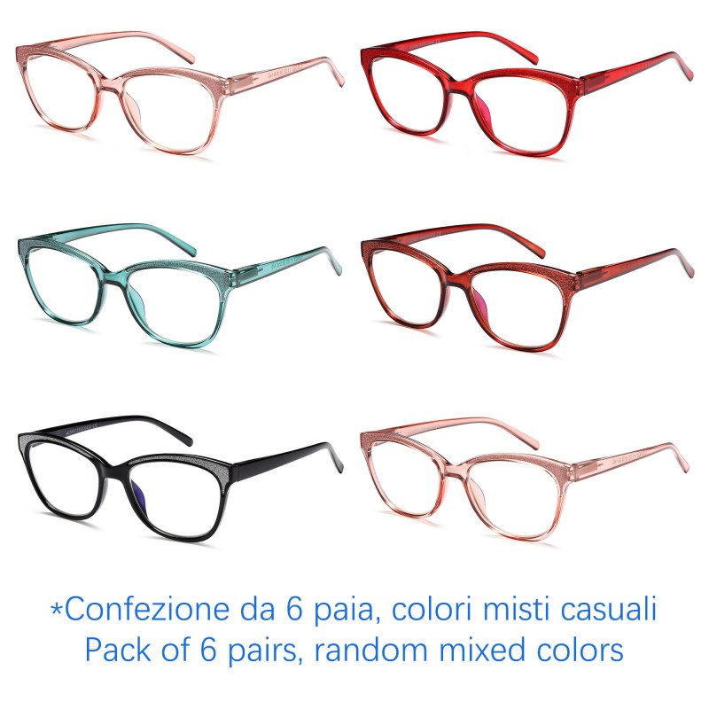 Occhiali da lettura premontati - Anti Luce Blu - NV1157-B - Confezione da 6 Paia
