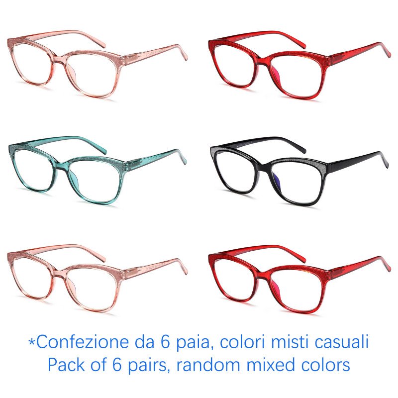 Occhiali da lettura premontati - Anti Luce Blu - NV1157-B - Confezione da 6 Paia