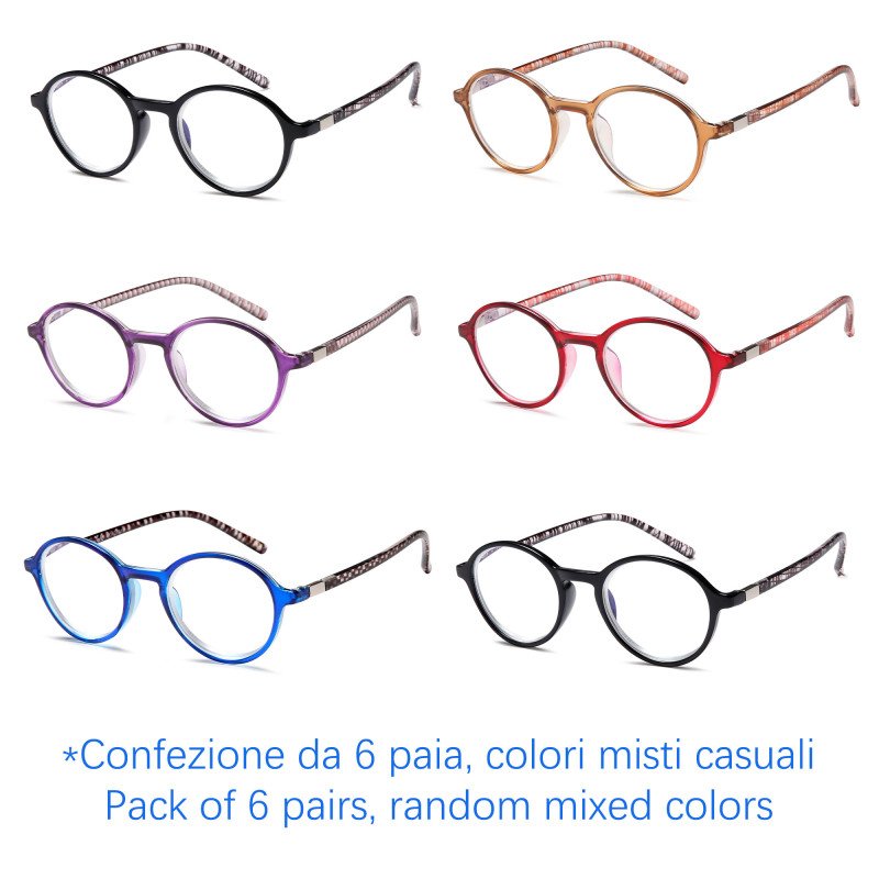 Occhiali da lettura premontati - Anti Luce Blu - NV1195-B - Confezione da 6 Paia