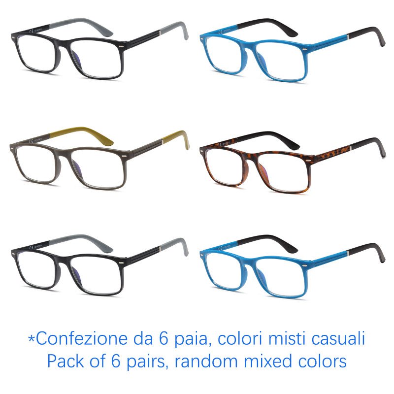 Occhiali da lettura premontati - Anti Luce Blu - NV1218-B - Confezione da 6 Paia