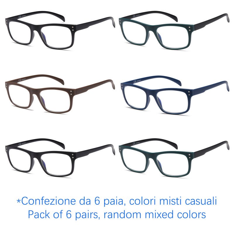 Occhiali da lettura premontati - Anti Luce Blu - NV1225-B - Confezione da 6 Paia