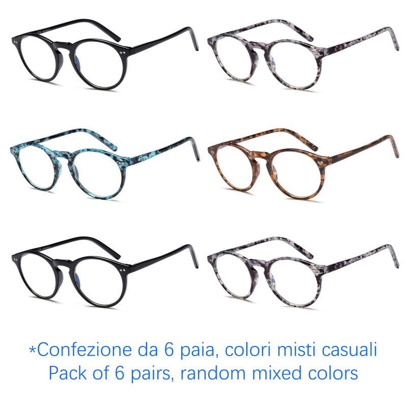Occhiali da lettura premontati - Anti Luce Blu - NV1249-B - Confezione da 6 Paia