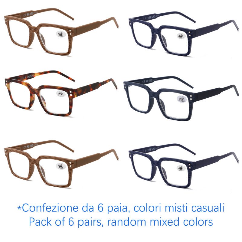 Occhiali da lettura premontati - Anti Luce Blu - NV1478-B - Confezione da 6 Paia