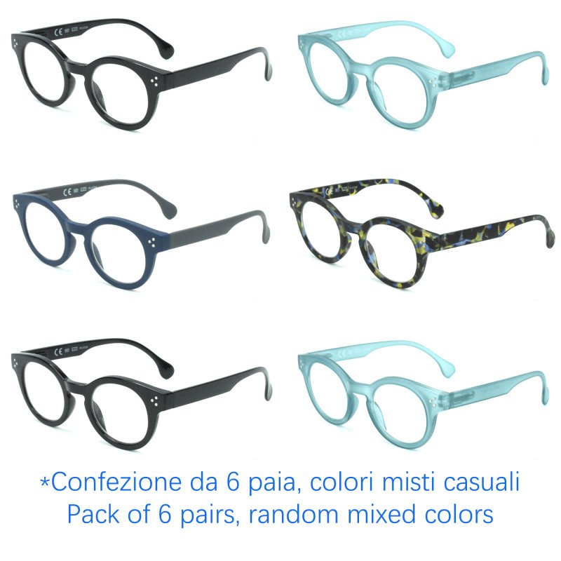 Occhiali da lettura premontati - Anti Luce Blu - NV4396-B - Confezione da 6 Paia