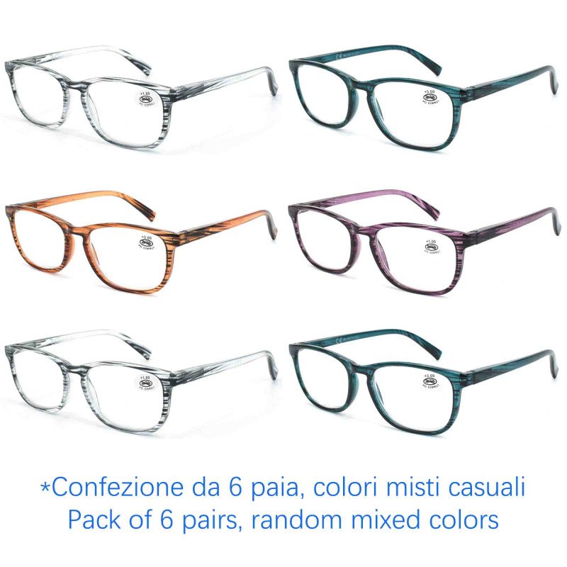 Occhiali da lettura premontati - Anti Luce Blu - NV6206-B - Confezione da 6 Paia