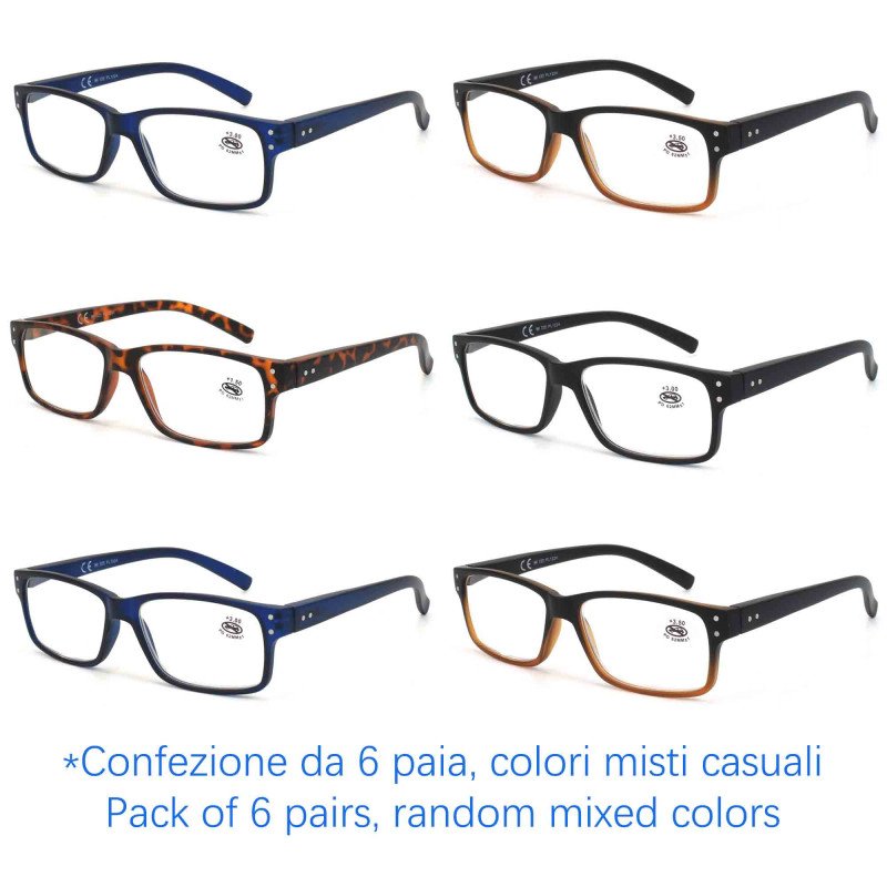 Occhiali da lettura premontati - Anti Luce Blu - NV6473-B - Confezione da 6 Paia