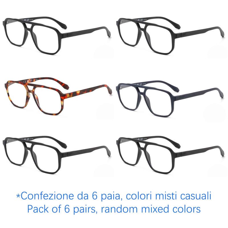 Occhiali da lettura premontati - Anti Luce Blu - NV6756-B - Confezione da 6 Paia