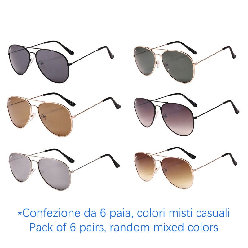 Occhiali da sole - protezione 100% UV400 - N-1201A - Confezione da 6 Paia Occhiali da sole - protezione 100% UV400 - N-1201A - Confezione da 6 Paia