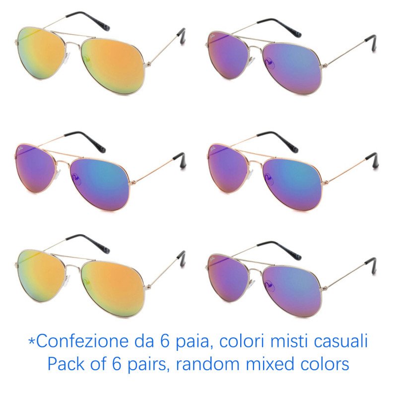 Occhiali da sole - protezione 100% UV400 - N-1201B - Confezione da 6 Paia Occhiali da sole - protezione 100% UV400 - N-1201B - Confezione da 6 Paia