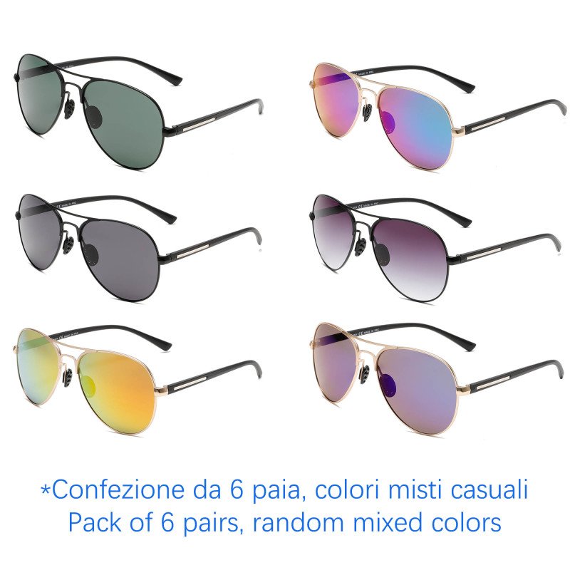 Occhiali da sole - protezione 100% UV400 - N-1229 - Confezione da 6 Paia Occhiali da sole - protezione 100% UV400 - N-1229 - Confezione da 6 Paia