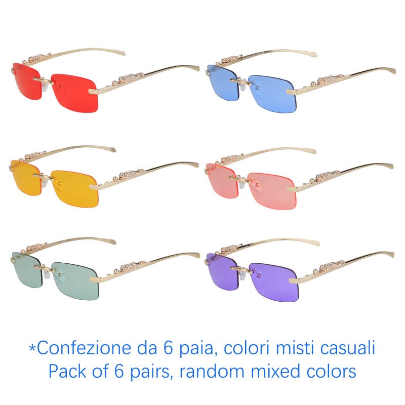 Occhiali da sole - protezione 100% UV400 - N-1243A - Confezione da 6 Paia Occhiali da sole - protezione 100% UV400 - N-1243A - Confezione da 6 Paia