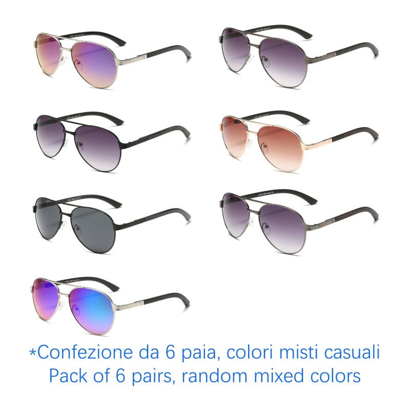 Occhiali da sole - protezione 100% UV400 - N-1555A - Confezione da 6 Paia Occhiali da sole - protezione 100% UV400 - N-1555A - Confezione da 6 Paia