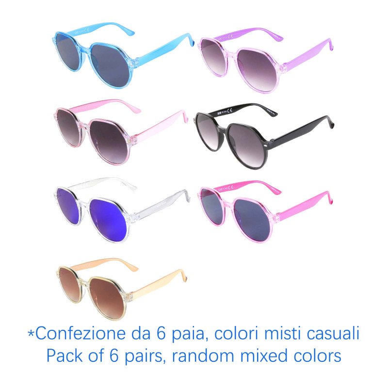 Occhiali da sole - protezione 100% UV400 - N-K207 - Confezione da 6 Paia Occhiali da sole - protezione 100% UV400 - N-K207 - Confezione da 6 Paia