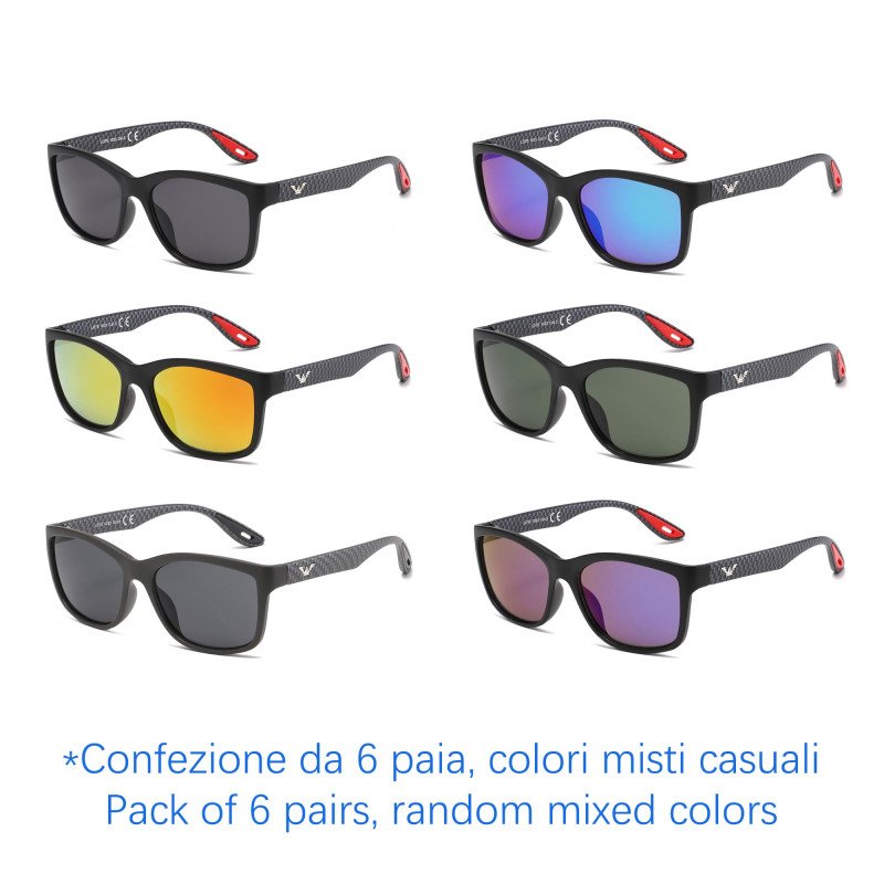 Occhiali da sole - protezione 100% UV400 - N-2596A - Confezione da 6 Paia Occhiali da sole - protezione 100% UV400 - N-2596A - Confezione da 6 Paia