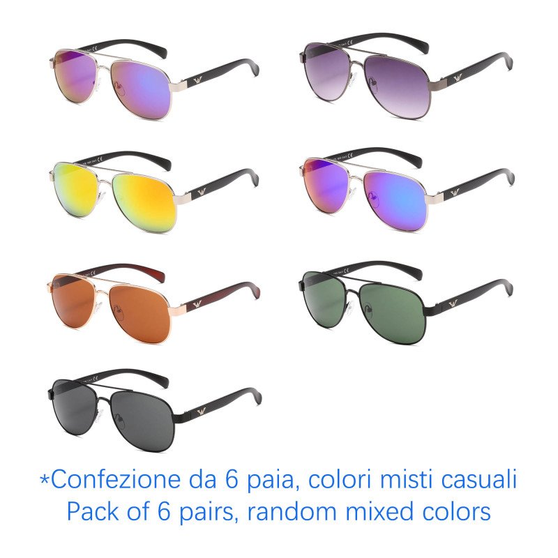 Occhiali da sole - protezione 100% UV400 - N-2626A - Confezione da 6 Paia Occhiali da sole - protezione 100% UV400 - N-2626A - Confezione da 6 Paia