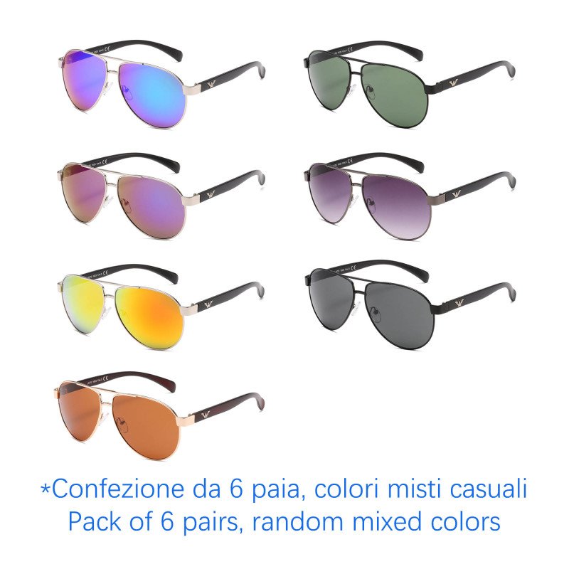 Occhiali da sole - protezione 100% UV400 - N-2628A - Confezione da 6 Paia Occhiali da sole - protezione 100% UV400 - N-2628A - Confezione da 6 Paia