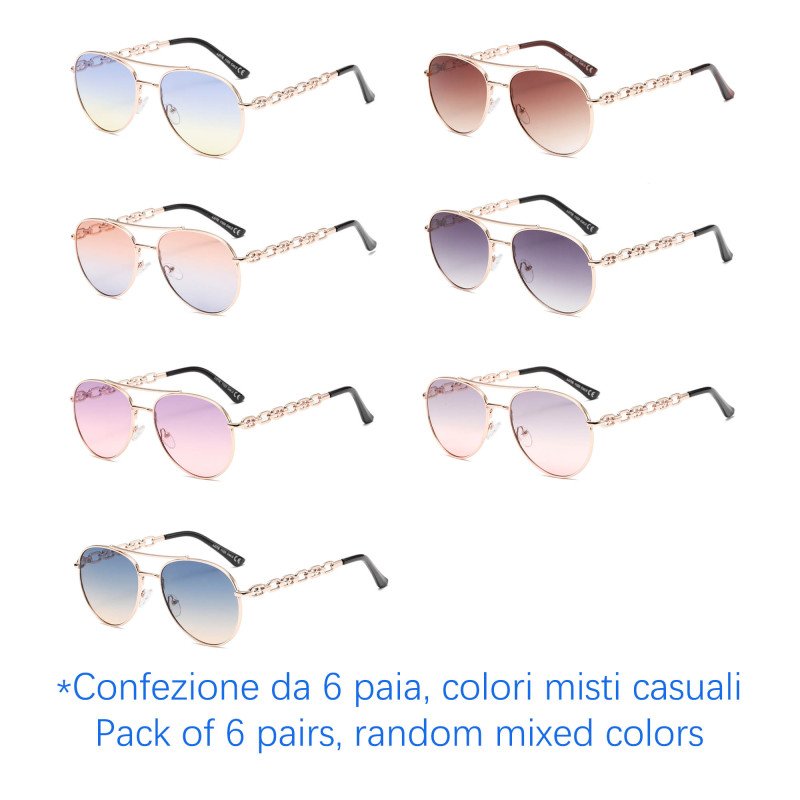 Occhiali da sole - protezione 100% UV400 - N-2638A - Confezione da 6 Paia Occhiali da sole - protezione 100% UV400 - N-2638A - Confezione da 6 Paia