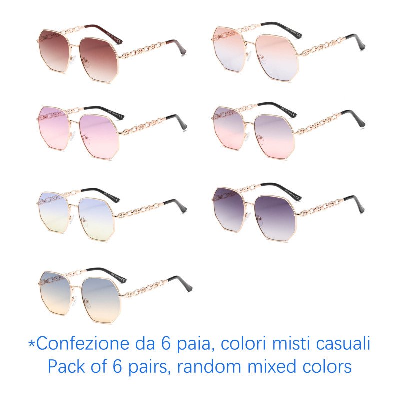 Occhiali da sole - protezione 100% UV400 - N-2639A - Confezione da 6 Paia Occhiali da sole - protezione 100% UV400 - N-2639A - Confezione da 6 Paia