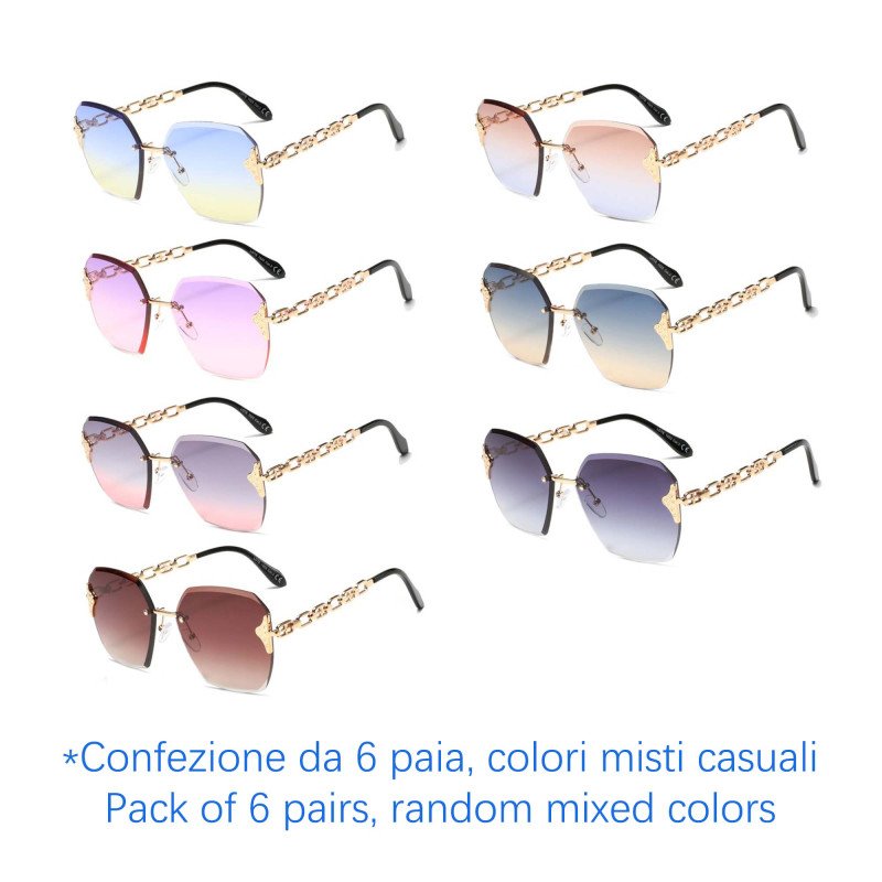 Occhiali da sole - protezione 100% UV400 - N-2640A - Confezione da 6 Paia Occhiali da sole - protezione 100% UV400 - N-2640A - Confezione da 6 Paia