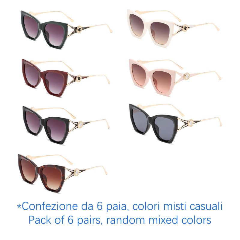 Occhiali da sole - protezione 100% UV400 - N-3828 - Confezione da 6 Paia Occhiali da sole - protezione 100% UV400 - N-3828 - Confezione da 6 Paia