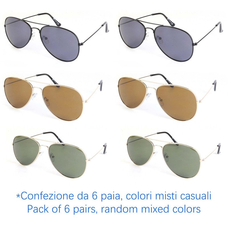 Occhiali da sole - protezione 100% UV400 - N-487 - Confezione da 6 Paia Occhiali da sole - protezione 100% UV400 - N-487 - Confezione da 6 Paia