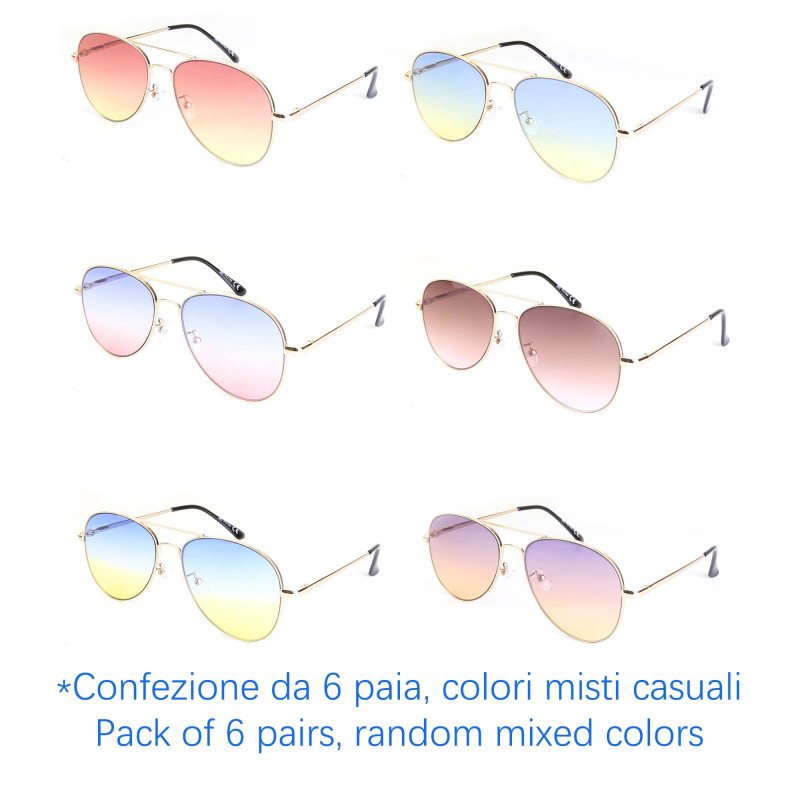 Occhiali da sole - protezione 100% UV400 - N-517A - Confezione da 6 Paia Occhiali da sole - protezione 100% UV400 - N-517A - Confezione da 6 Paia