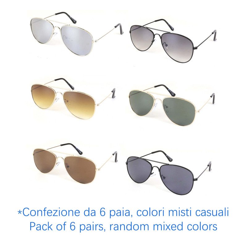 Occhiali da sole - protezione 100% UV400 - N-579A - Confezione da 6 Paia Occhiali da sole - protezione 100% UV400 - N-579A - Confezione da 6 Paia
