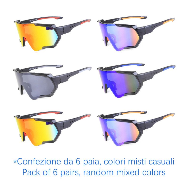 Occhiali da sole - Sportivi - N-8897A - Confezione da 6 Paia